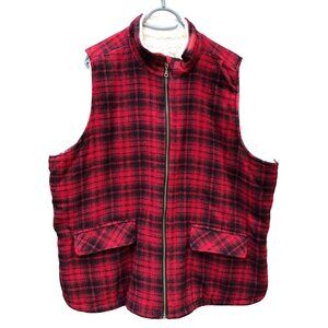 Maurices Red & Black Plaid Sherpa Lined Vest Womens Size 3X